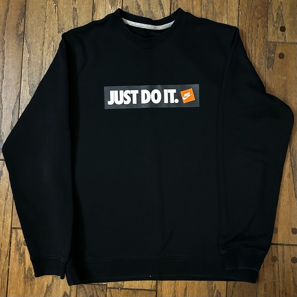 Nike Black Crewneck Sweater with Orange Accent 3-Pocket Sweatpants